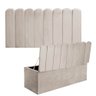 Kit Painel Cabeceira Estofada e Calçadeira Baú Recamier Dallas 90cm Solteiro Sintético Bege - Amey D - 1