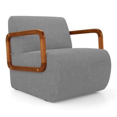 Poltrona Decorativa Orgânica Living Kavya Bouclê Cinza - Desk Design