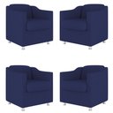 Ver imagem 1 de Kit 4 Poltronas Decorativas Clinica Sala Recepção Tecido Suede Cor:Azul Marinho