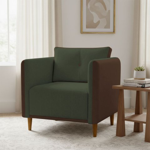 Poltrona Decorativa Aviv para Sala Escritório Recepção Luxo Linho Premium Easy Clean Corino