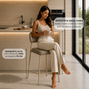 Ver imagem 5 de Kit 2 Banquetas Industrais Altas Camila com Encosto Aço Cozinha Bancada Dourado Cinza