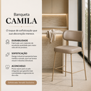 Ver imagem 6 de Kit 2 Banquetas Industrais Altas Camila com Encosto Aço Cozinha Bancada Dourado Cinza
