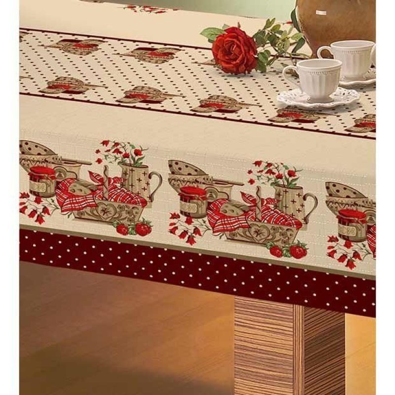 Tecido: Oxford estampado cozinha com barrado ( 1,00 m x 1,47