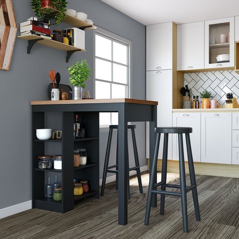 Bancada Minimalista para Cozinha 3 Prateleiras 90cm Ditália