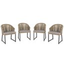 Ver imagem 1 de 4 Cadeira Noronha Aluminio Micro Pintura Preta, Tr. Telinha Corda Nautica Rami, Estofado - Fendi