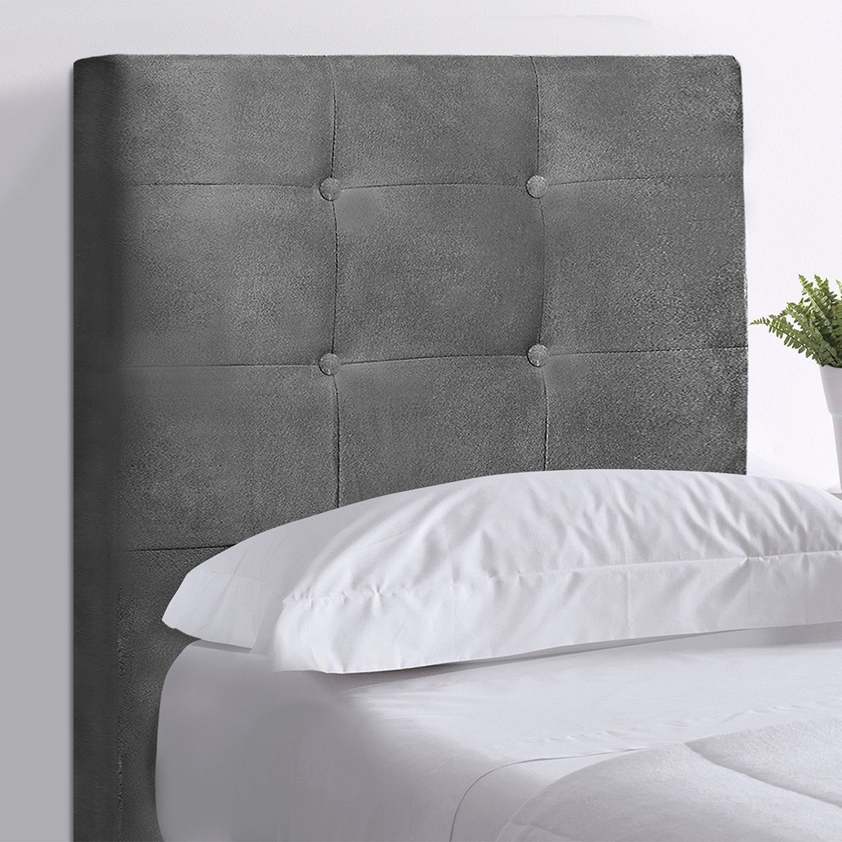 Cabeceira Solteiro Heloísa I02 90 cm Suede - Doce Sonho Móveis - Cinza - 2