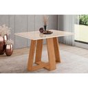 Ver imagem 1 de Mesa P/ Cozinha Lins Sc90 C/ Tampo Madeirado C/ Vidro Reto 120x80cm Nature/off White - Henn