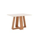 Ver imagem 3 de Mesa P/ Cozinha Lins Sc90 C/ Tampo Madeirado C/ Vidro Reto 120x80cm Nature/off White - Henn