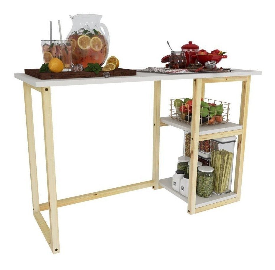 Aparador Branco Para Loja Multiuso Nova Decor Mesa Multiuso - 6