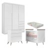 Quarto de Bebê Alice com Gaveteiro e Guarda Roupa Blenda Branco Acetinado Colchão Gazin – Phoenix Ba - 1
