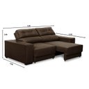 Ver imagem 3 de Sofá Retrátil e Reclinável 1,80m 3 Lugares Nubia Suede Marrom Madelina Decor
