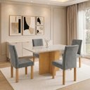 Ver imagem 1 de Conjunto de Mesa de Jantar 4 Lugares Carol e Cadeiras Espanha Cinamomo e Cinza