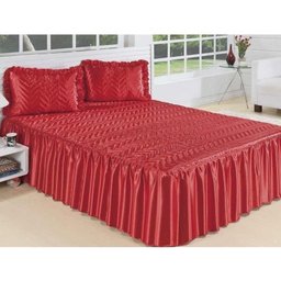 Colcha Casal Dany 03 Peças Tecido Cetim - Vermelho - 1