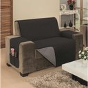 Ver imagem 2 de Protetor de Sofá Avulso Impermeável King para 2 Lugares Dupla Face Tecido Microfibra - Cinza/