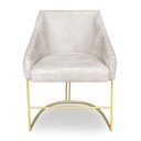 Ver imagem 3 de Poltrona Decorativa Alana Veludo Bege Base de Ferro Dourado - Pallazio