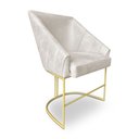 Ver imagem 2 de Poltrona Decorativa Alana Veludo Bege Base de Ferro Dourado - Pallazio