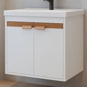 Ver imagem 4 de Kit Pia Gabinete Cuba Espelheira Armário Banheiro Lavabo Branco/nature