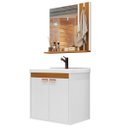Ver imagem 6 de Kit Pia Gabinete Cuba Espelheira Armário Banheiro Lavabo Branco/nature