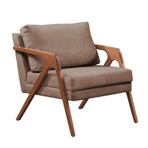 Poltrona Mona Luxo Madeira Maciça Castellar Móbile Linho Cappuccino