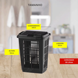 Cesto Para Roupas Roupeiro Organizador com tampa 30 Litros - 2