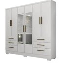 Ver imagem 1 de Guarda Roupa Casal com Espelho 6 Portas 6 Gavetas com Pés 180cm Encant Branco - Novo Horizonte