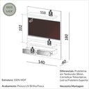 Ver imagem 2 de Painel para Tv até 60 Polegadas 02 Gavetas Espelhadas com Led Off White Freijó Dalla Costa