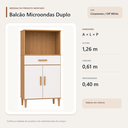 Ver imagem 2 de Balcão Micro-Ondas Duplo 2 Portas 1 Gaveta Cinamomo Off White Formimóveis