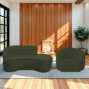 Ver imagem 2 de Kit Divã Recamier Orgânico Marrocos 180cm Lado Direito e 1 Poltronas Amore Linho Verde