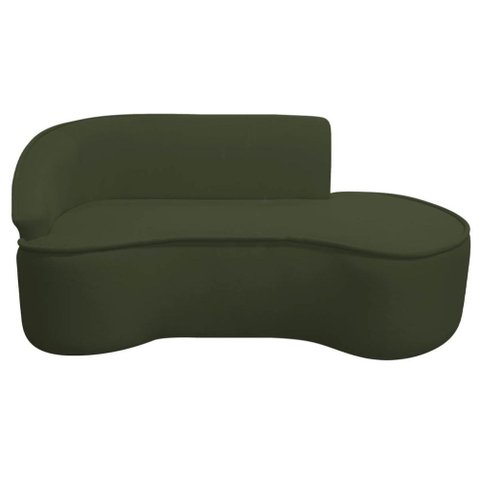 Kit Divã Recamier Orgânico Marrocos 180cm Lado Direito e 1 Poltronas Amore Linho Verde
