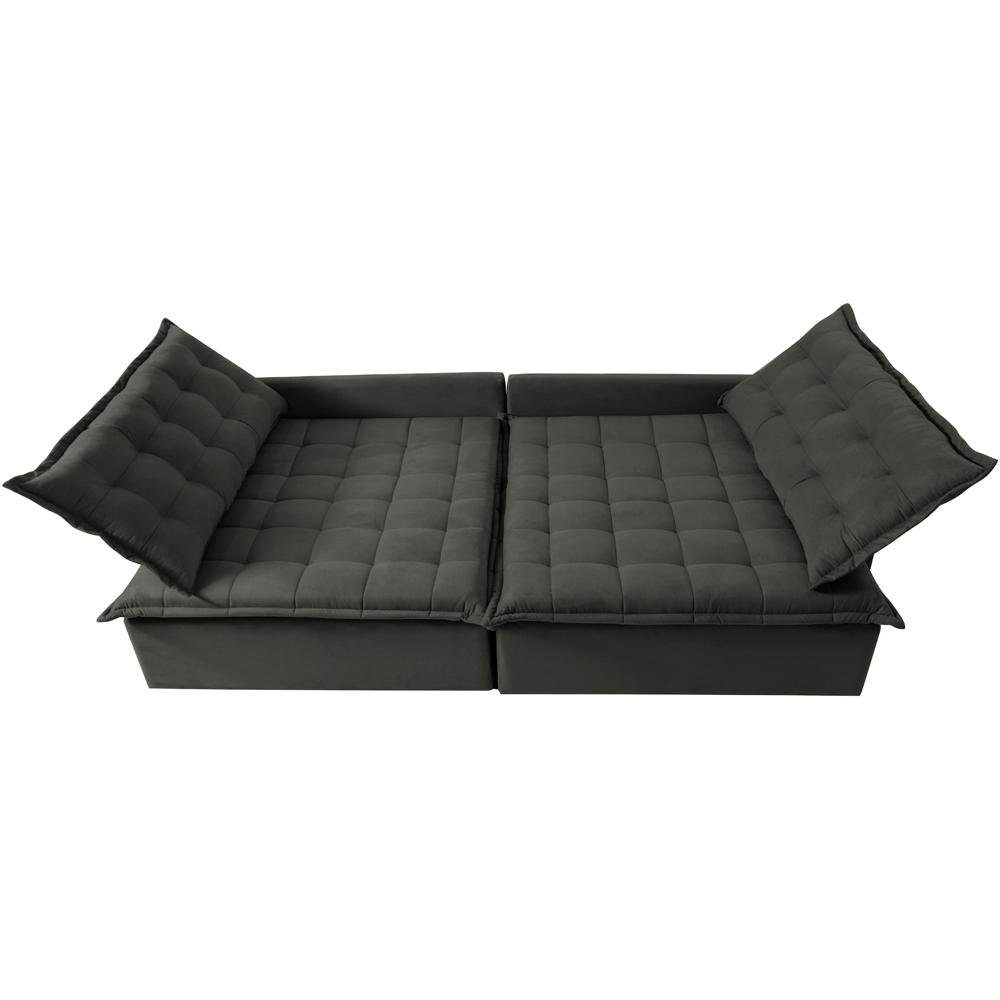 Sofá Sem Caixa Retrátil e Reclinável 1,75m Cama inBox Versátil Suede Velusoft Cinza - 5
