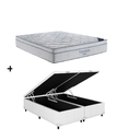 Ver imagem 1 de Cama Box Baú Casal Bipartido Branco Colchão Freedom Molas Ensacadas 138x188 - Ortobom