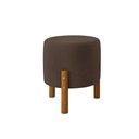 Ver imagem 1 de Kit 2 Banquinho Decorativo Marrom Multiuso Banqueta Redondo Puff Pés em Madeira