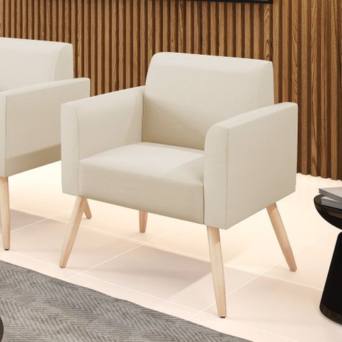 Poltrona Sala Decorativa Marisa Pé Palito Natural Sintético D03 - D’Rossi