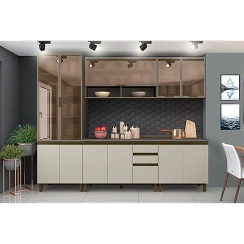 Cozinha Modulada Henn Connect 7 Peças (2 Armários + 2 Balcões + 1 Paneleiro + 2 Complementos) C7P03 