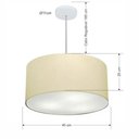 Ver imagem 2 de Lustre Pendente Cilíndrico Vivare Md-4242 Cúpula em Tecido 45x25cm - Bivolt Algodão-crú 127/220v