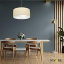 Ver imagem 3 de Lustre Pendente Cilíndrico Vivare Md-4242 Cúpula em Tecido 45x25cm - Bivolt Algodão-crú 127/220v