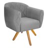 Kit 2 Poltrona Grazi Base Giratória de Madeira para Sala de Estar Recepção Suede Cinza - - 2