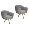 Kit 2 Poltrona Grazi Base Giratória de Madeira para Sala de Estar Recepção Suede Cinza - - 1