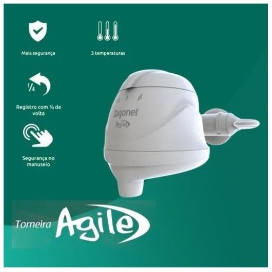 Torneira Eletrica Agile Bica Baixa Parede Zagonel - 2