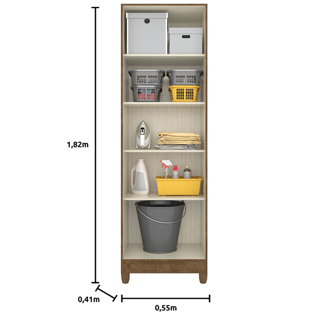 Armário Multiuso New Íris 55cm 2 Portas Castanho Wood Moval - 4