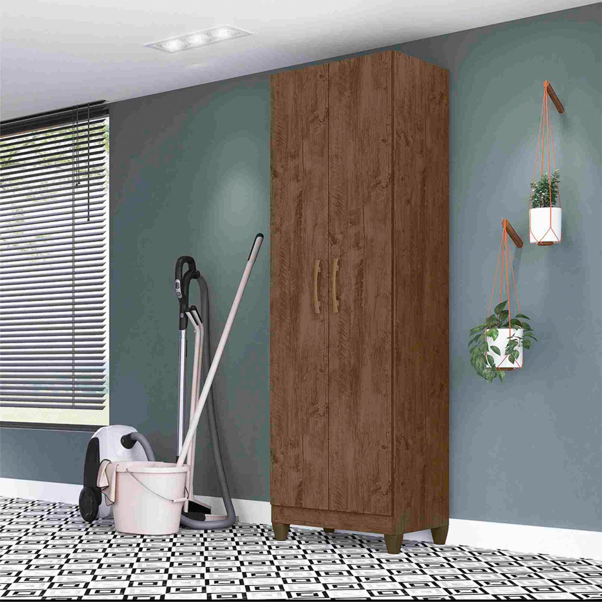 Armário Multiuso New Íris 55cm 2 Portas Castanho Wood Moval - 2