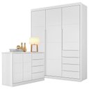 Ver imagem 1 de Cômoda e Guarda Roupa Infantil Blenda Branco Acetinado - Phoenix Baby