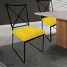 Cadeira Sala de Jantar Escritório Office Clark Industrial Ferro Preto Corino Amarelo - Amey Decor - 2