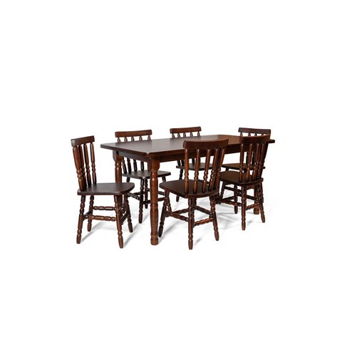 Conjunto de Mesa Mônaco 160x80 com 6 Cadeiras – Imbuia – Jm Móveis