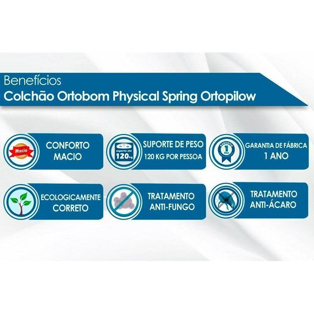 Cama Box Baú Colchão Molas Bonnel Ortobom Nanolastic Physical Springbase Courano Black(138x188) - 2