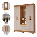 Ver imagem 4 de Guarda Roupa Capelinha 4 Portas NT6055 Freijó/Off White Notável Móveis