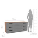 Ver imagem 3 de Cômoda Lisboa com 6 Gavetas 150x63cm Freijó/Cinza 240839