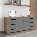 Ver imagem 1 de Cômoda Lisboa com 6 Gavetas 150x63cm Freijó/Cinza 240839
