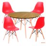 Jogo de Mesa de Jantar Eames Tampo Freijó 100cm e 4 Cadeiras Eames Dsw - Vermelha - 1