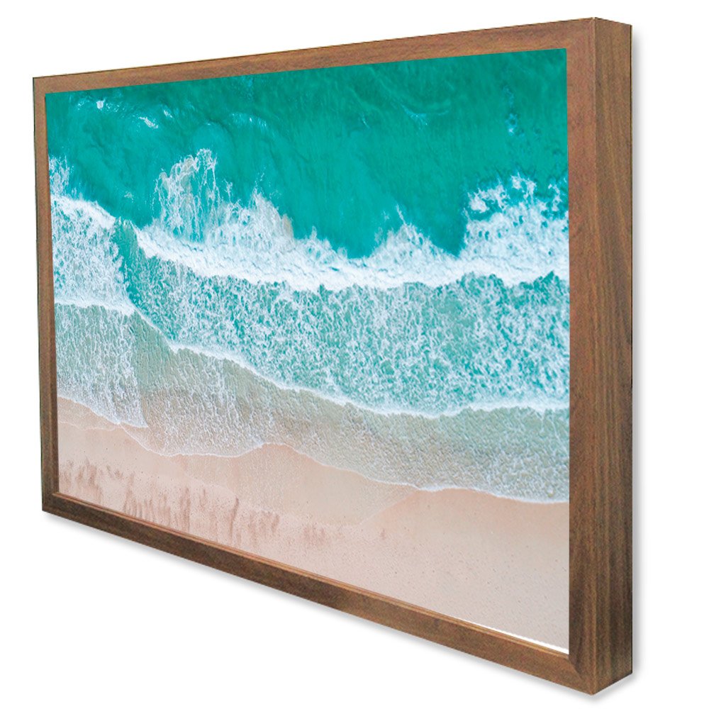 Quadro Decorativo Caixa Praia mar Azul  Tacolado Moldura Caixa Alta 4,5cm Preta com Vidro 30 X 40cm - 3